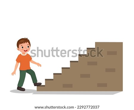 Cute little boy going upstairs  Royalty-Free Stock Photo #2292772037