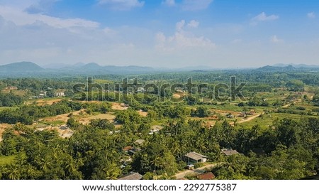 Landscape view in blue sky and green 