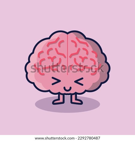 Cute Laughing Brain Vector Illustration
