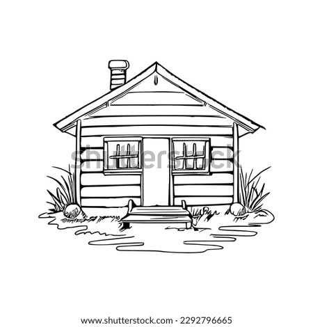 Pet house coloring book, Pet house coloring page, black and white drawing for coloring pages vector illustration.