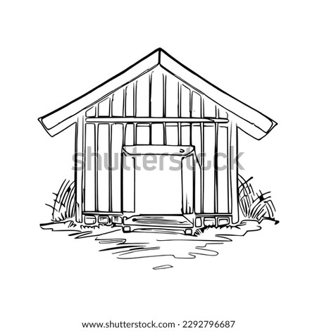 Pet house coloring book, Pet house coloring page, black and white drawing for coloring pages vector illustration.