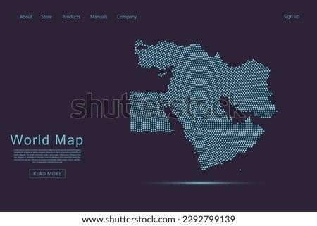Middle East Map - World map vector template with blue dots, grid, grunge, halftone style isolated on dark purple background for website, infographic, technology design - Vector illustration eps 10 Royalty-Free Stock Photo #2292799139