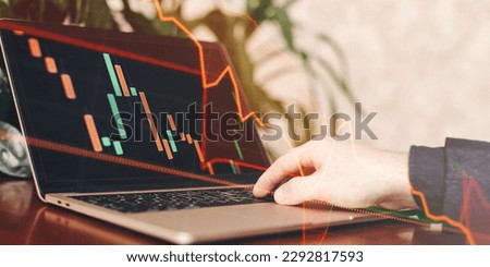 Stock market or forex trading graph and candlestick chart suitable for financial investment Royalty-Free Stock Photo #2292817593