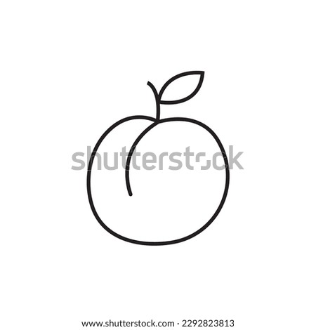 Peach line icon, fruit logo vector
