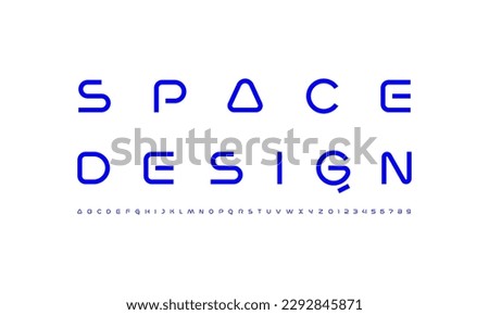Technology science font, digital cyber alphabet made space future design, Latin uppercase letters A, B, C, D, E, F, G, H, I, J, K, L, M, N, O, P, Q, R, S, T, U, V, W, X, Y, Z and Arab numerals 0, 1, 2 Royalty-Free Stock Photo #2292845871