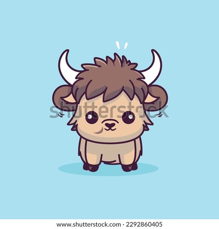 Cute kawaii buffalo chibi  mascot vector cartoon style