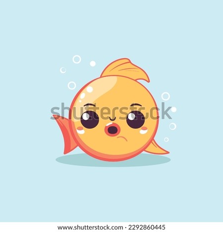 Cute kawaii fish chibi  mascot vector cartoon style
