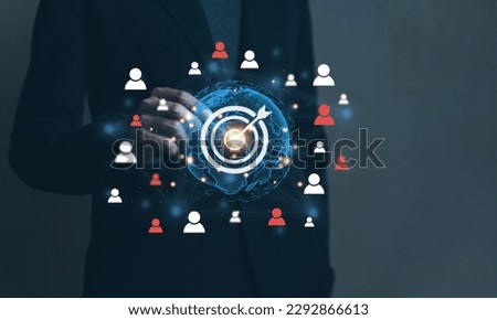 Population sampling for business research, concept. marketing goals, customer care services, customer relationship management (CRM), market segmentation, big data discovery, access personal data. Royalty-Free Stock Photo #2292866613