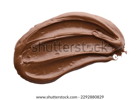 Smear of tasty chocolate paste on white background, top view Royalty-Free Stock Photo #2292880829