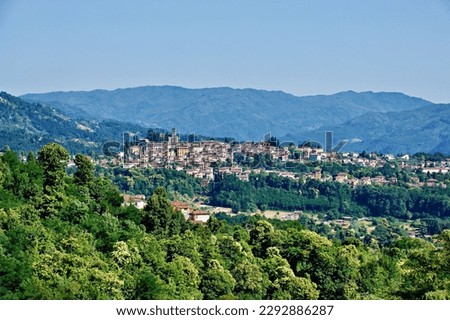 low angle view of the village Barga, Tuscany, Italy