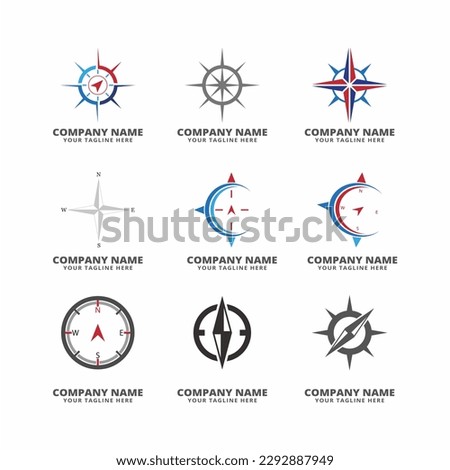 set of compass navigation logo vector