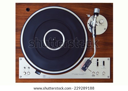 Stereo Turntable Vinyl Record Player Analog Retro Vintage Top View Royalty-Free Stock Photo #229289188