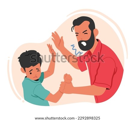 Father Scolding And Abusing Son, Reflecting A Painful And Destructive Dynamic, Causing Emotional And Psychological Harm, Perpetuating Cycles Of Violence And Trauma. Cartoon People Vector Illustration Royalty-Free Stock Photo #2292898325