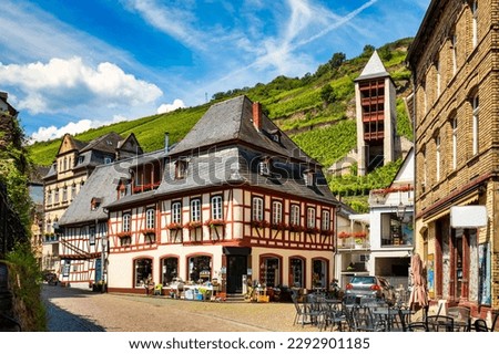 Bacharach panoramic view. Bacharach is a small town in Rhine valley in Rhineland-Palatinate, Germany. Bacharach is a small town in Rhine valley in Rhineland-Palatinate, Germany Royalty-Free Stock Photo #2292901185