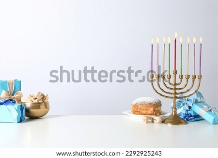 Сoncept of Jewish winter holiday, Hanuka holiday Royalty-Free Stock Photo #2292925243