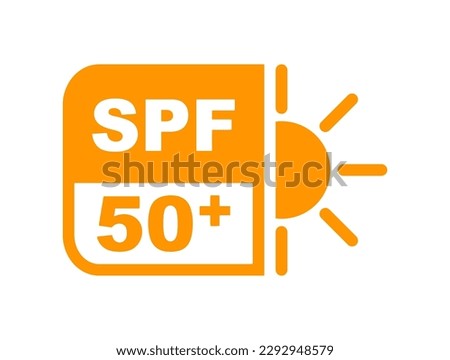 SPF 50 icon. UV protection. Sun protection for skin. UVA UVB protection. SPF icon for sunscreen or skin cosmetics packaging. Vector Illustration. Royalty-Free Stock Photo #2292948579