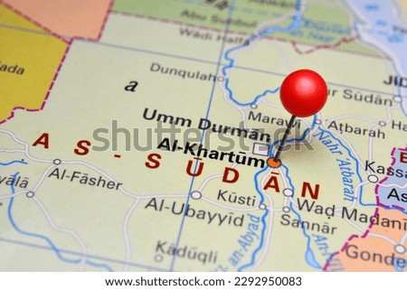 Sudan, Khartoum marked on map, Africa Royalty-Free Stock Photo #2292950083