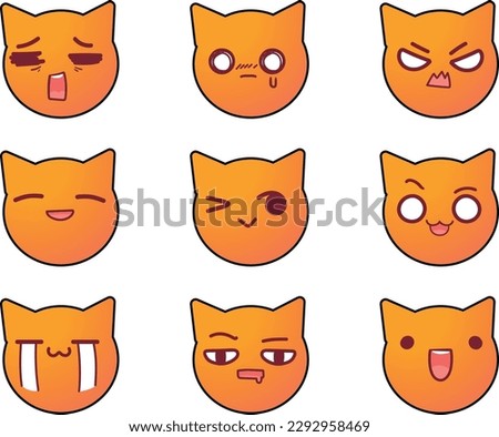 set of cats with different expression vector illustration .