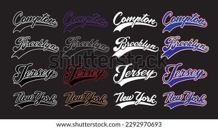 Baseball Font City Name Vector New York, Brooklyn, Compton, Jersey