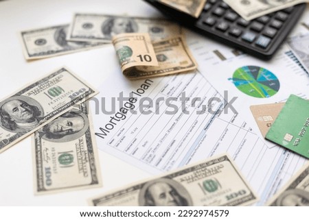 financial report balance sheet statement working with documents graphs. Concept picture of business, market, office, tax. money, credit card