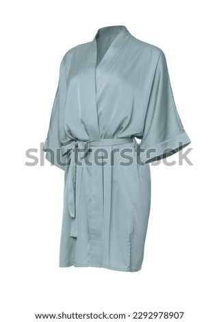 Pale green silk bathrobe isolated on white Royalty-Free Stock Photo #2292978907