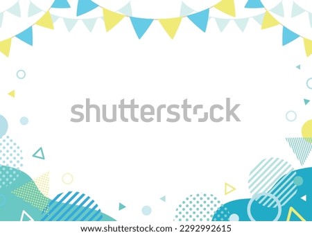 Geometric pattern light blue background illustration with flag ornament Royalty-Free Stock Photo #2292992615