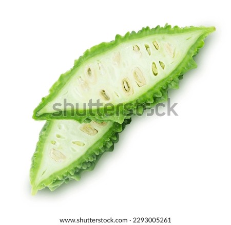 top view bitter gourd isolated on white background Royalty-Free Stock Photo #2293005261