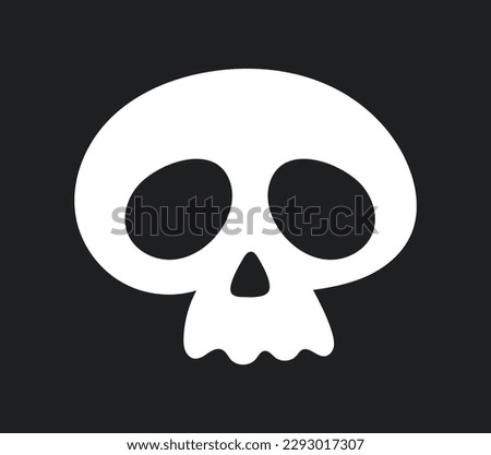 Cute white skull icon. Mexican traditions and culture. Hallooween, Dia de los Muertos and Day of the Dead. Skeleton head. Emblem, logo and badge. Cartoon flat vector illustration