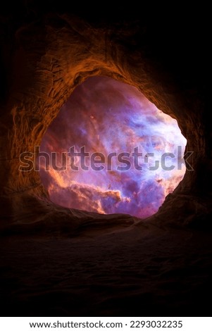 A beautiful portal in southern Utah with a glimpse into deep space