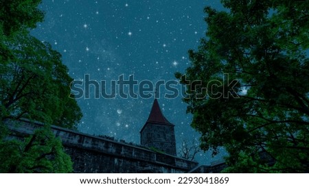 night sky with stars and moon. High quality photo