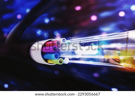 Image of an optical fiber with lights effects. 3D Rendering Royalty-Free Stock Photo #2293056667