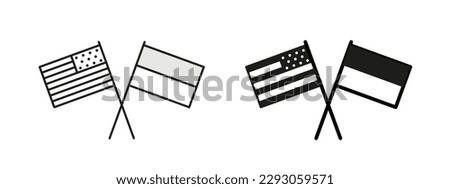Ukraine and USA flags line icon isolated illustration