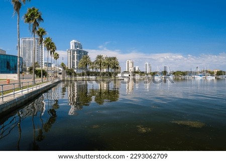 St. Petersburg, Florida USA - September 27, 2019: The popular Albert Whitted Park on Bayshore Drive along the waterfront in the downtown district.