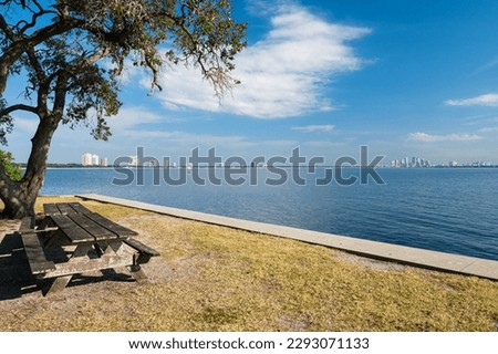 Ballast Point Park overlooking Hillsborough Bay and downtown Tampa, Florida Royalty-Free Stock Photo #2293071133
