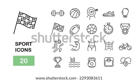 Sport icons set. Vector illustration. Royalty-Free Stock Photo #2293083611