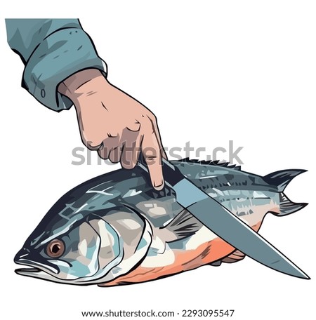 Freshly caught fish held by human hand over white