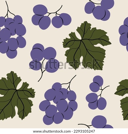 Flat vector grapes branches background Royalty-Free Stock Photo #2293105247
