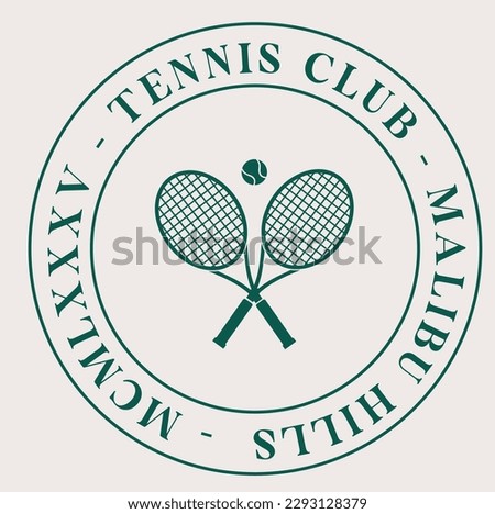 tennis logo, tennis club, two rackets and ball Royalty-Free Stock Photo #2293128379