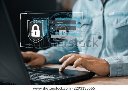 Cybersecurity concept. Cybersecurity privacy of data protection, businessman using laptop Secure encryption technology, security Internet access, security encryption of user private data, business