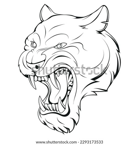 Panther. Vector illustration of a sketch angry wild animal. Undomestic big cat. Leopard or jaguar