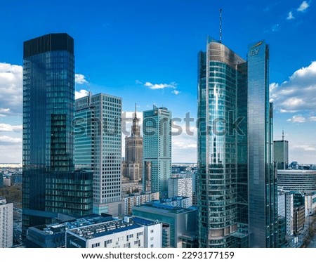Rondo ONZ, Warsaw downtown in sunny weather Royalty-Free Stock Photo #2293177159