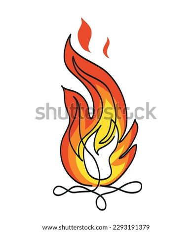 One line drawing of fire flame icon.
One continuous line drawing of Camp fire.
