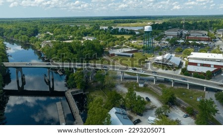Aerial view of a small town called Conway, located outside of Myrtle Beach, South Carolina. Royalty-Free Stock Photo #2293205071