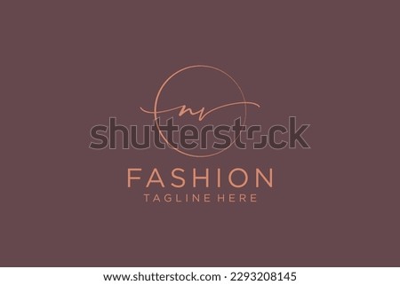 NV Feminine logo beauty monogram and elegant logo design, handwriting logo of initial signature, wedding, fashion, floral and botanical with creative template.