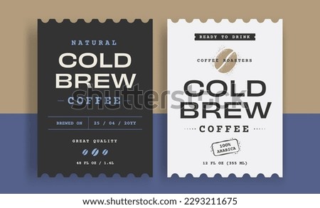 Cold brew coffee labels vintage packaging design. Retro package product with Coffee bean. Vector Royalty-Free Stock Photo #2293211675