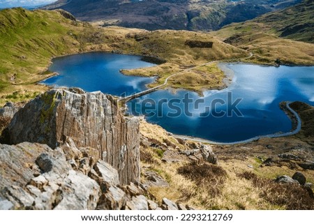 Llyn Llydaw lake in Snowdonia. Wales
