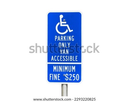 Handicap parking only minimum fine sign with cut out background. 