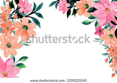 Spring pink orange flower watercolor for wedding, birthday, card, background, invitation, wallpaper, sticker, decoration etc.