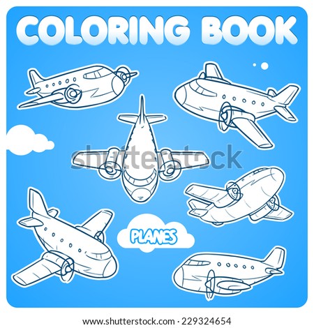 cartoon airplanes coloring book