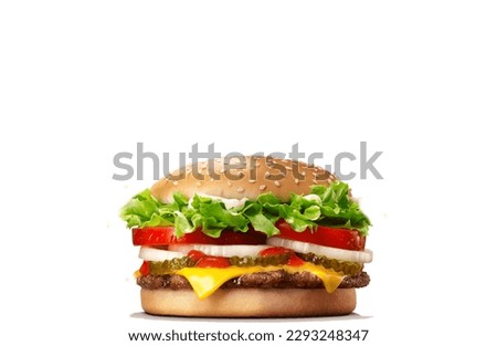 Hamburger On A White Background. Cheeseburger On A White Background. Copy Space.